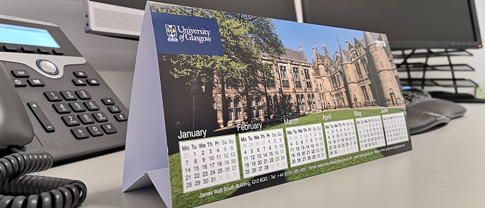 An image of a University of Glasgow desk calendar